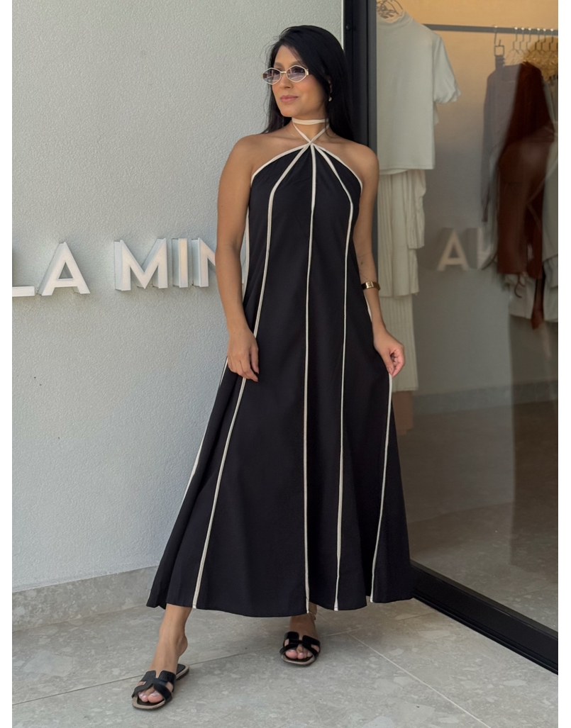 Vestido Frente Única Grécia Preto