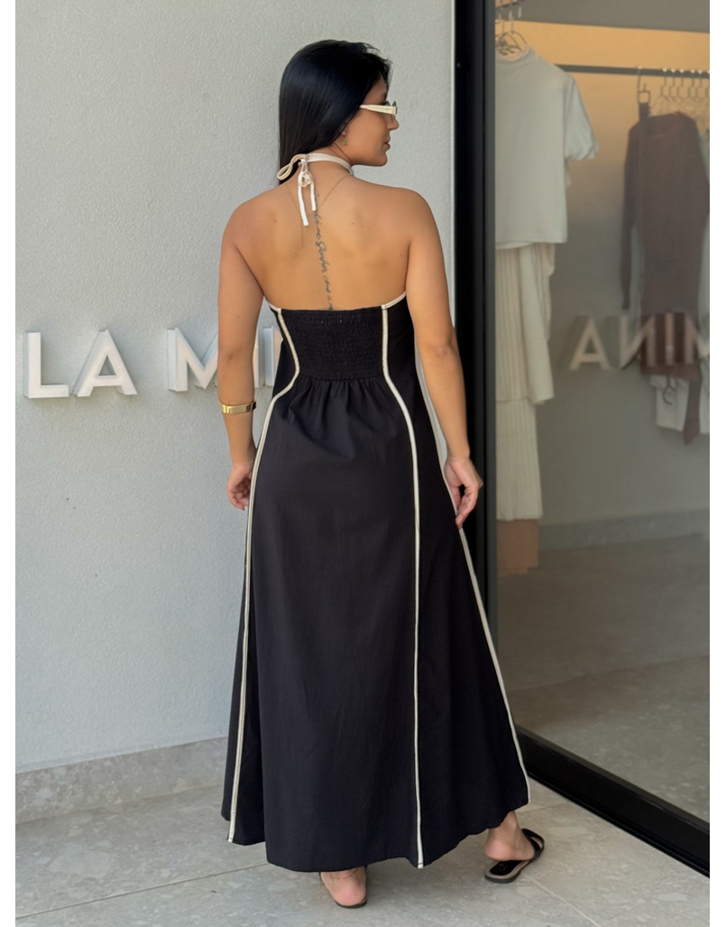 Vestido Frente Única Grécia Preto