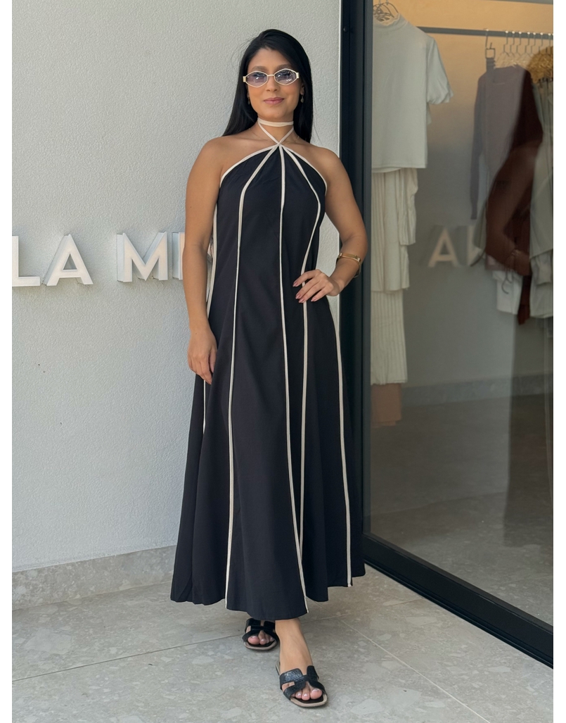 Vestido Frente Única Grécia Preto