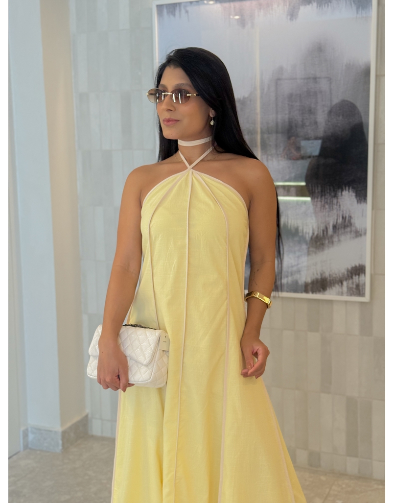 Vestido Frente Única Grécia Amarelo