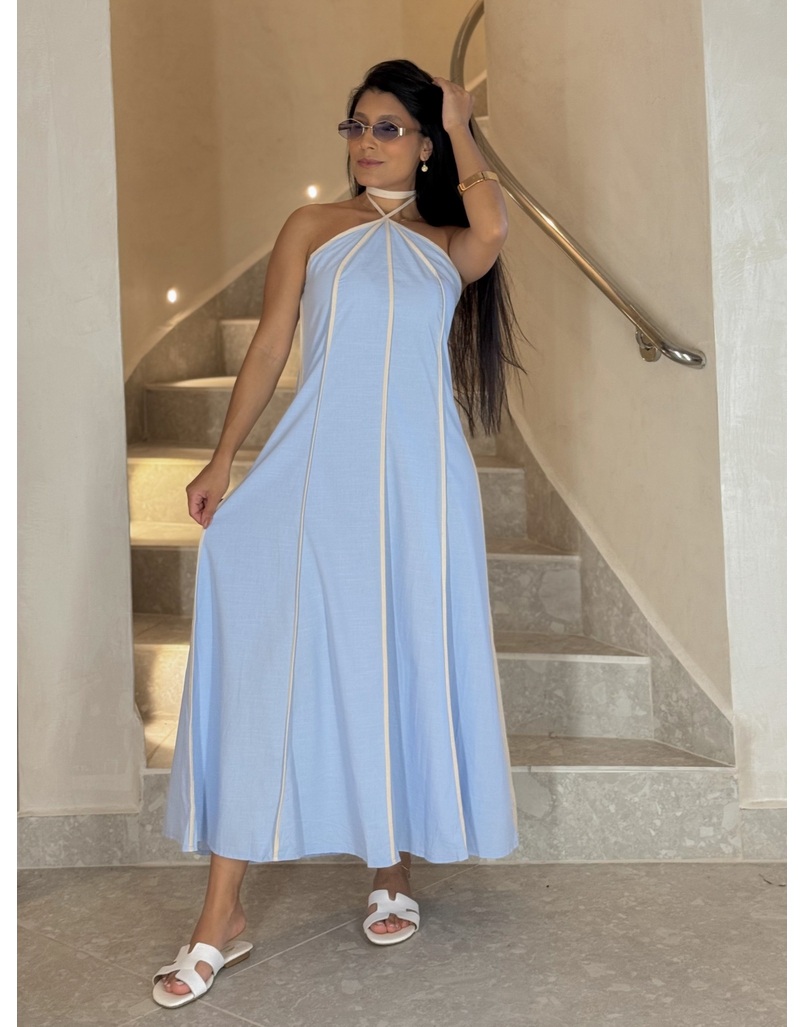 Vestido Frente Única Grécia Azul