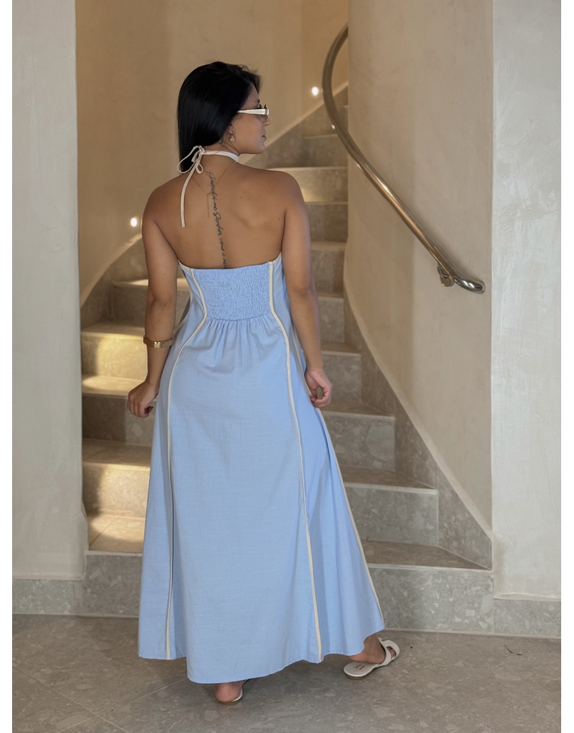Vestido Frente Única Grécia Azul