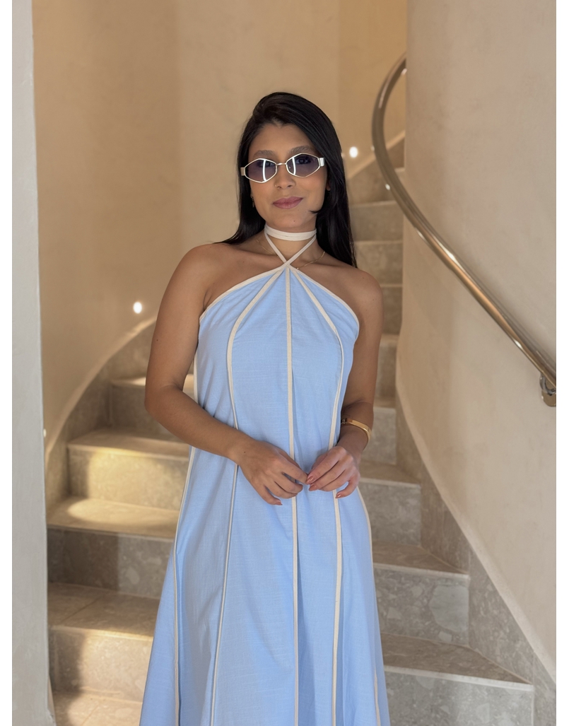 Vestido Frente Única Grécia Azul