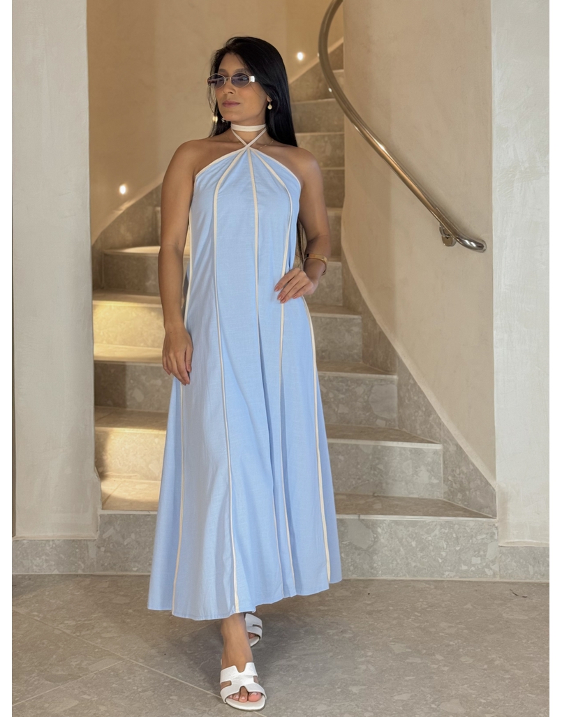 Vestido Frente Única Grécia Azul