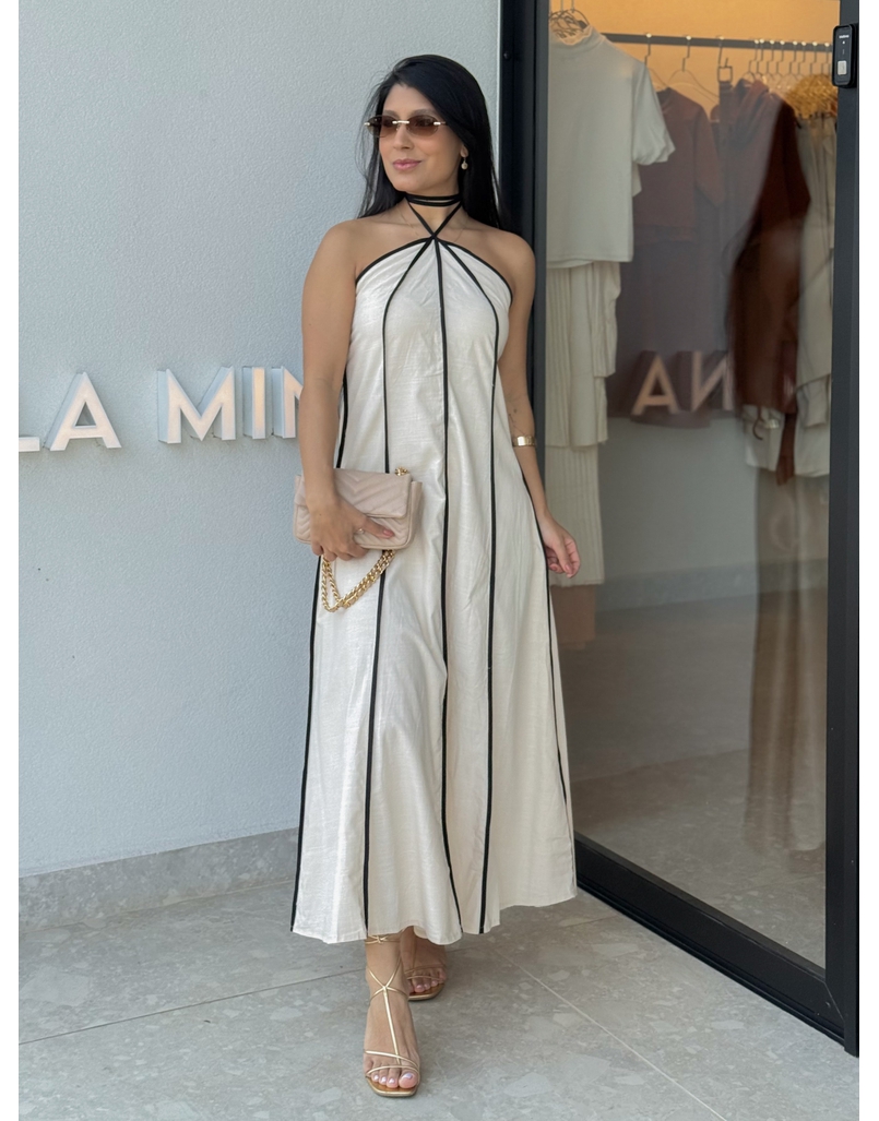 Vestido Frente Única Grécia Areia