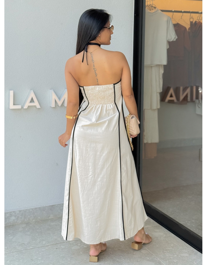 Vestido Frente Única Grécia Areia