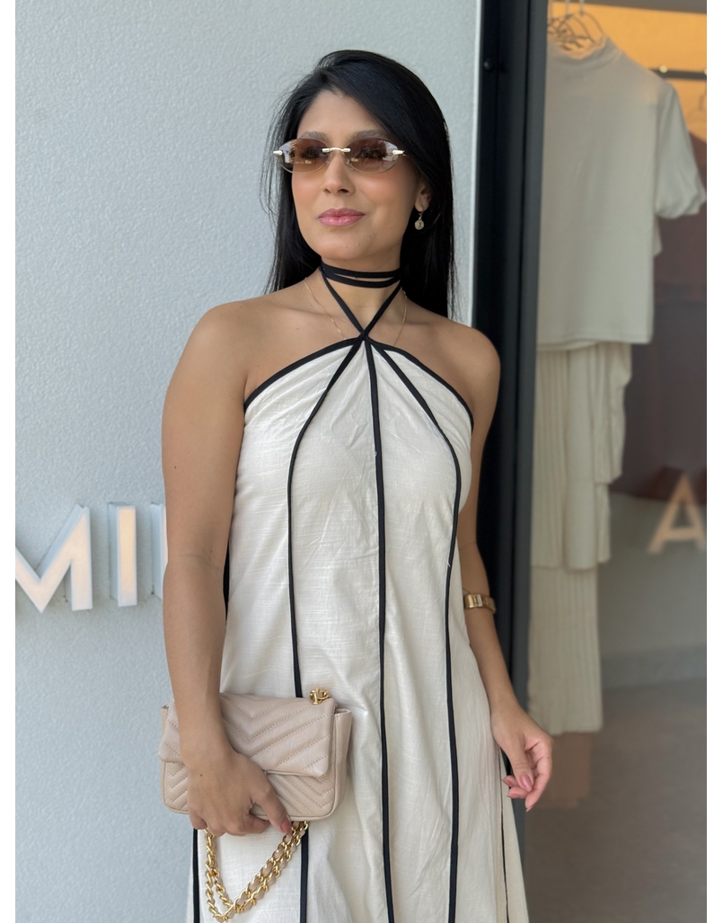 Vestido Frente Única Grécia Areia