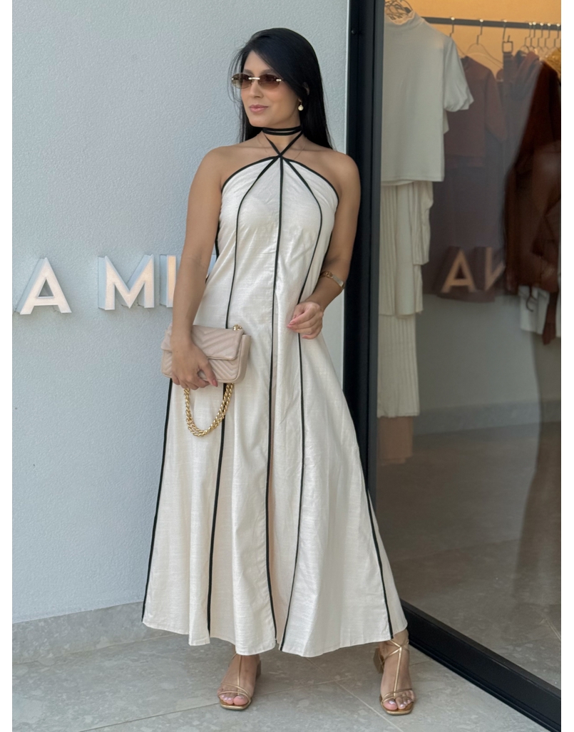 Vestido Frente Única Grécia Areia