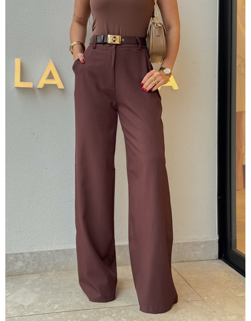 Calça Pantalona Beatriz Café