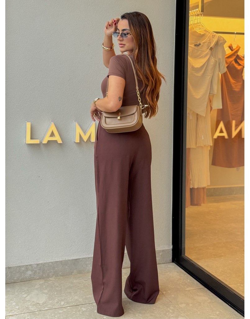 Calça Pantalona Beatriz Café