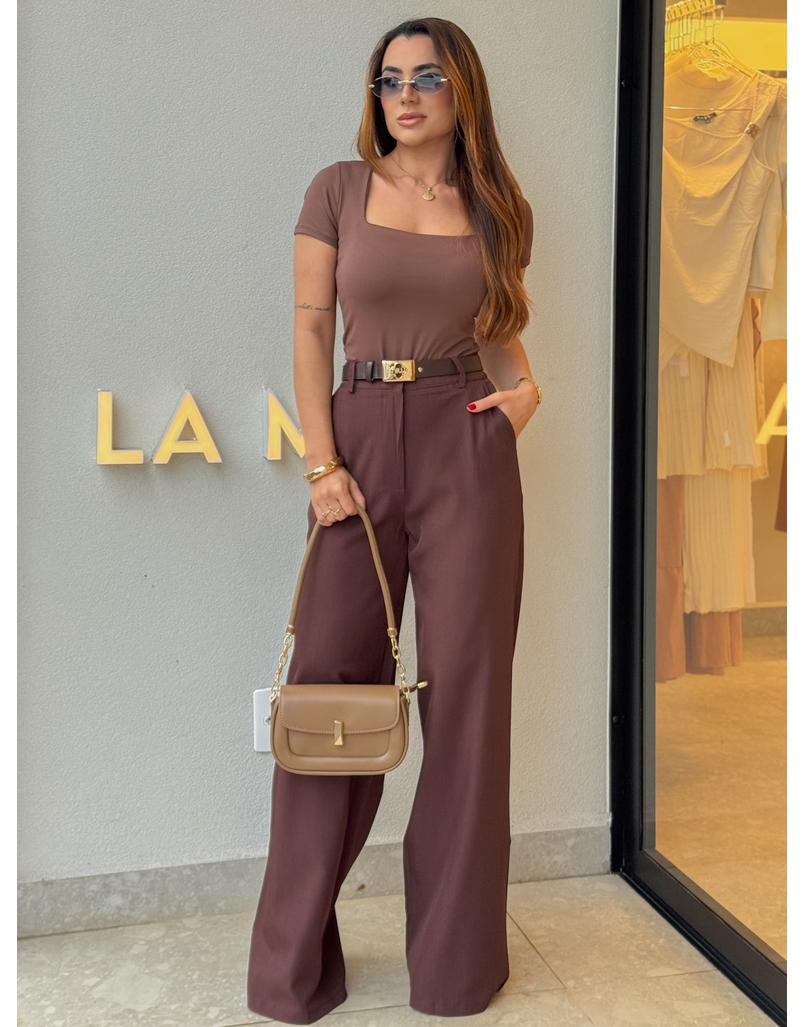Calça Pantalona Beatriz Café