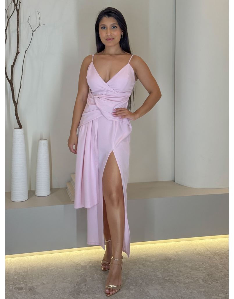 Vestido Midi Caroline Rosa