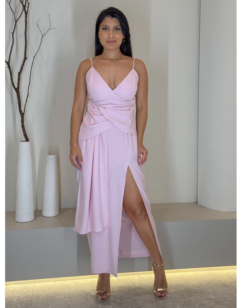 Vestido Midi Caroline Rosa