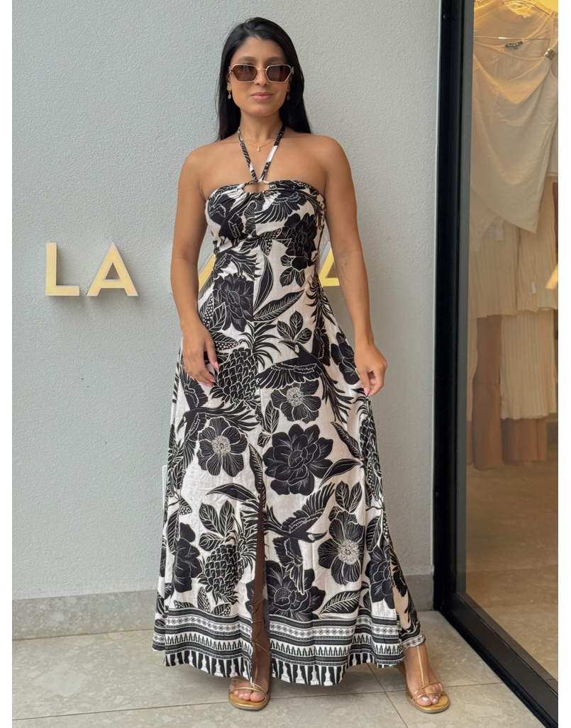 Vestido Estampado Noronha Preto 