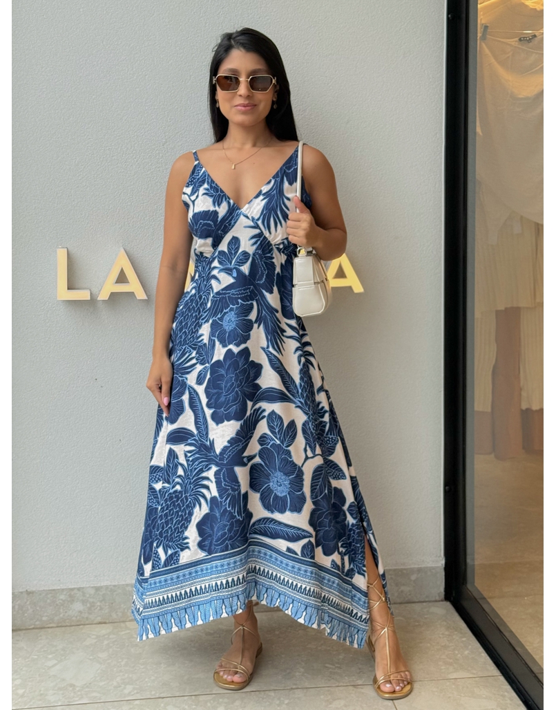 Vestido Estampado Trancoso Azul