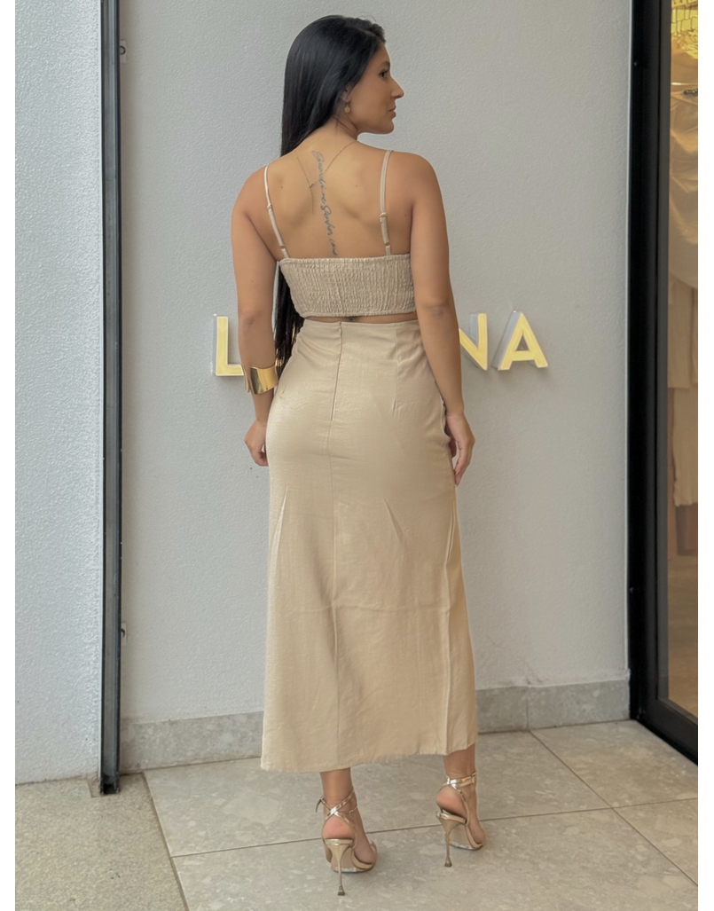 Conjunto Saia Anne Cáqui 