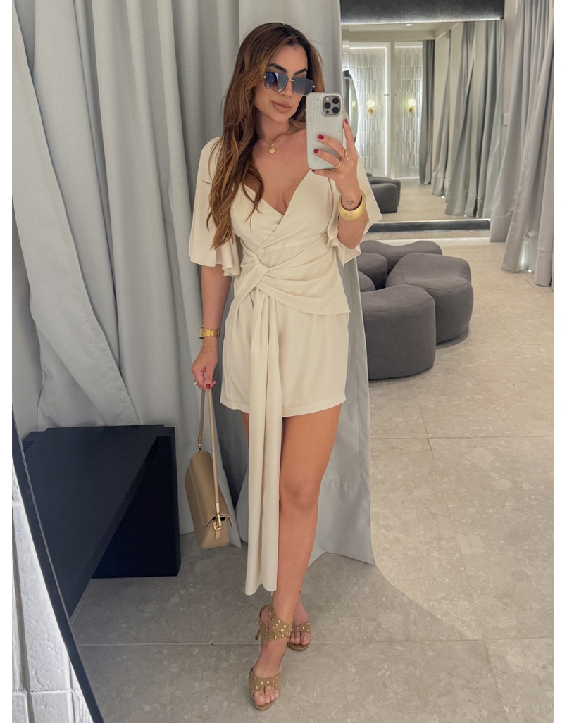 Vestido Manguinha Yara Areia