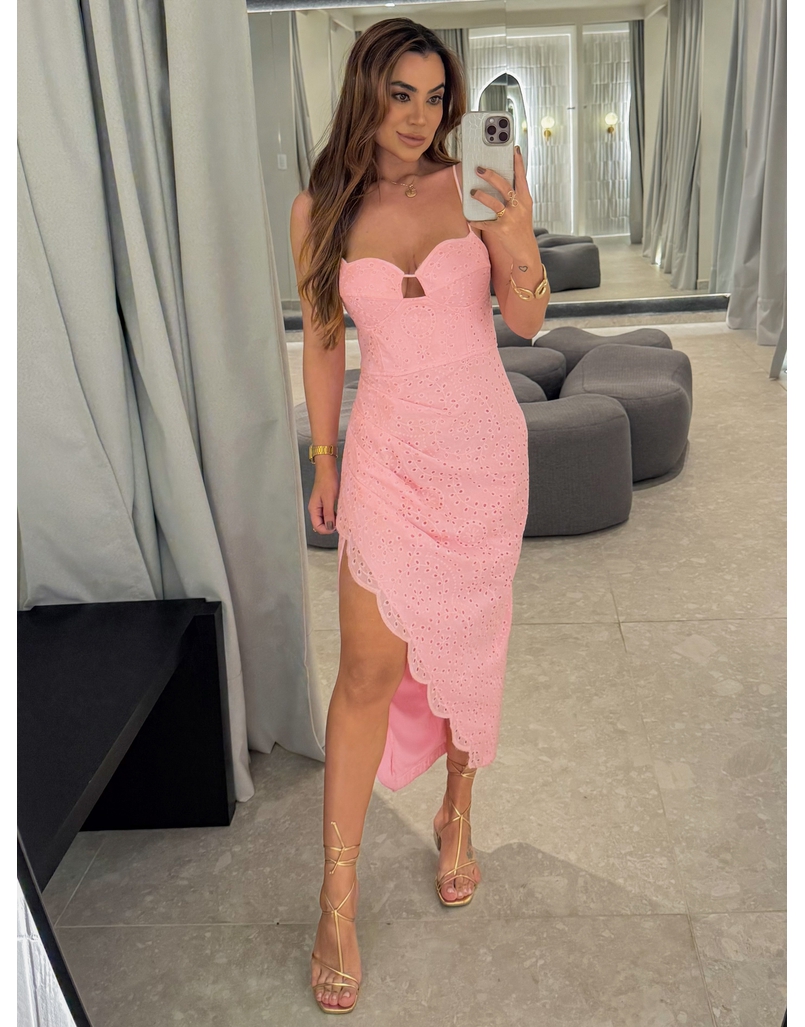 Vestido Midi Laise Analice Rosa