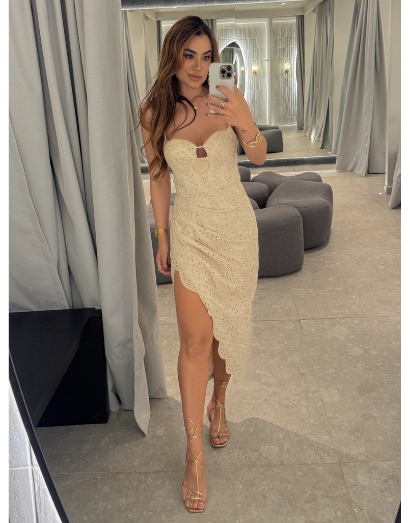 Vestido Midi Laise Analice Cappuccino