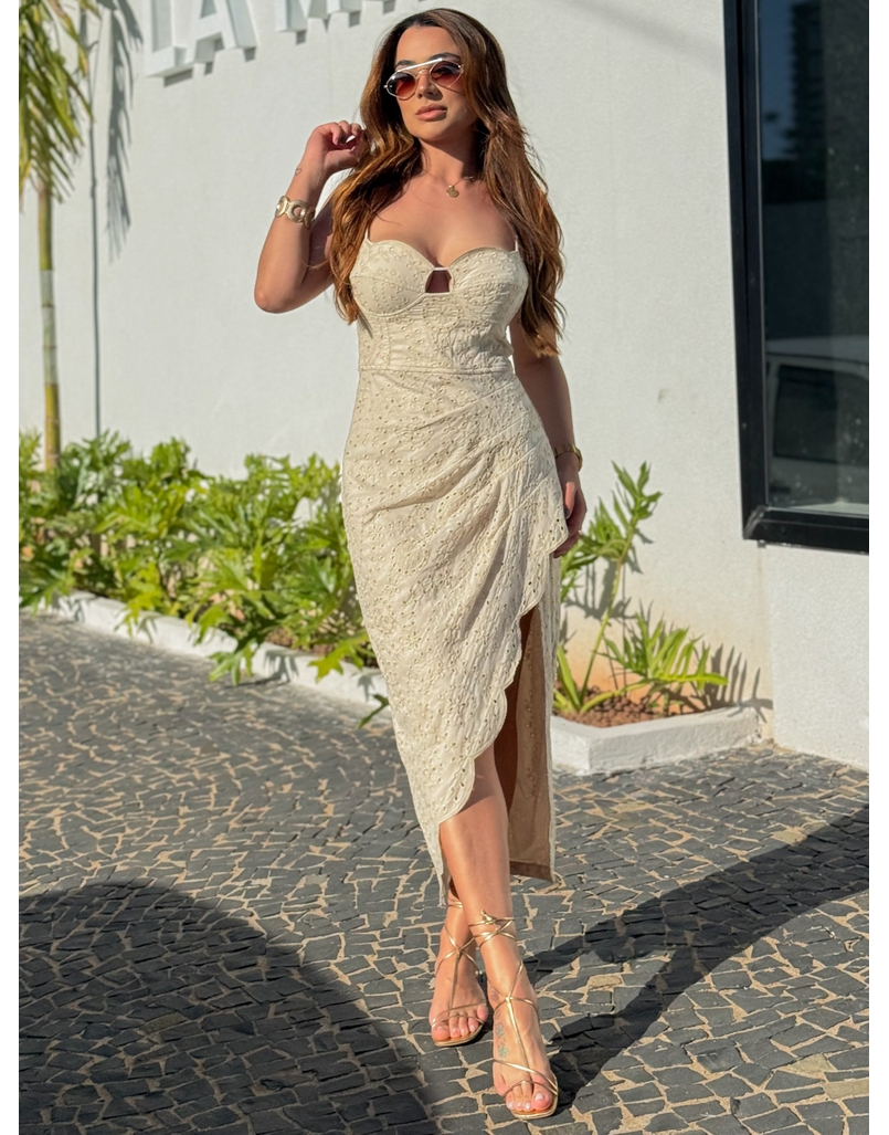 Vestido Midi Laise Analice Cappuccino