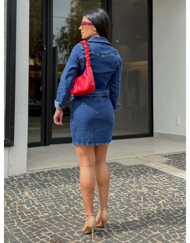 Vestido Manga Longa Jeans 