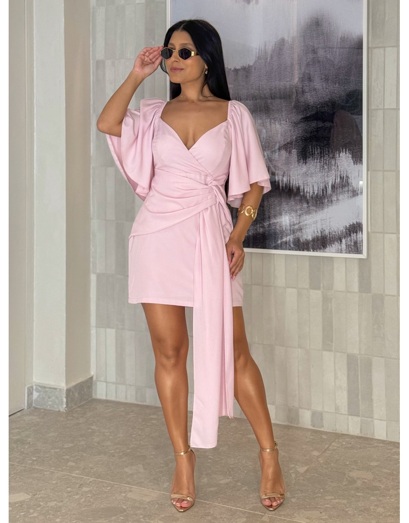 Vestido Manguinha Yara Rosa