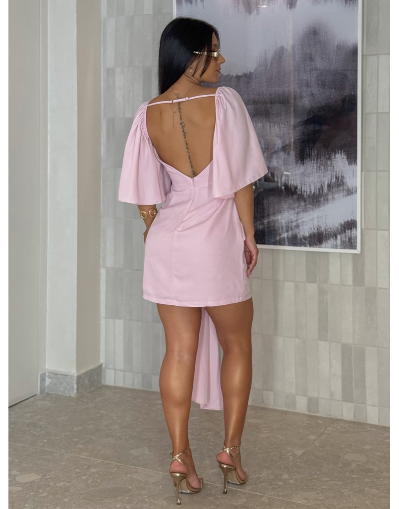 Vestido Manguinha Yara Rosa