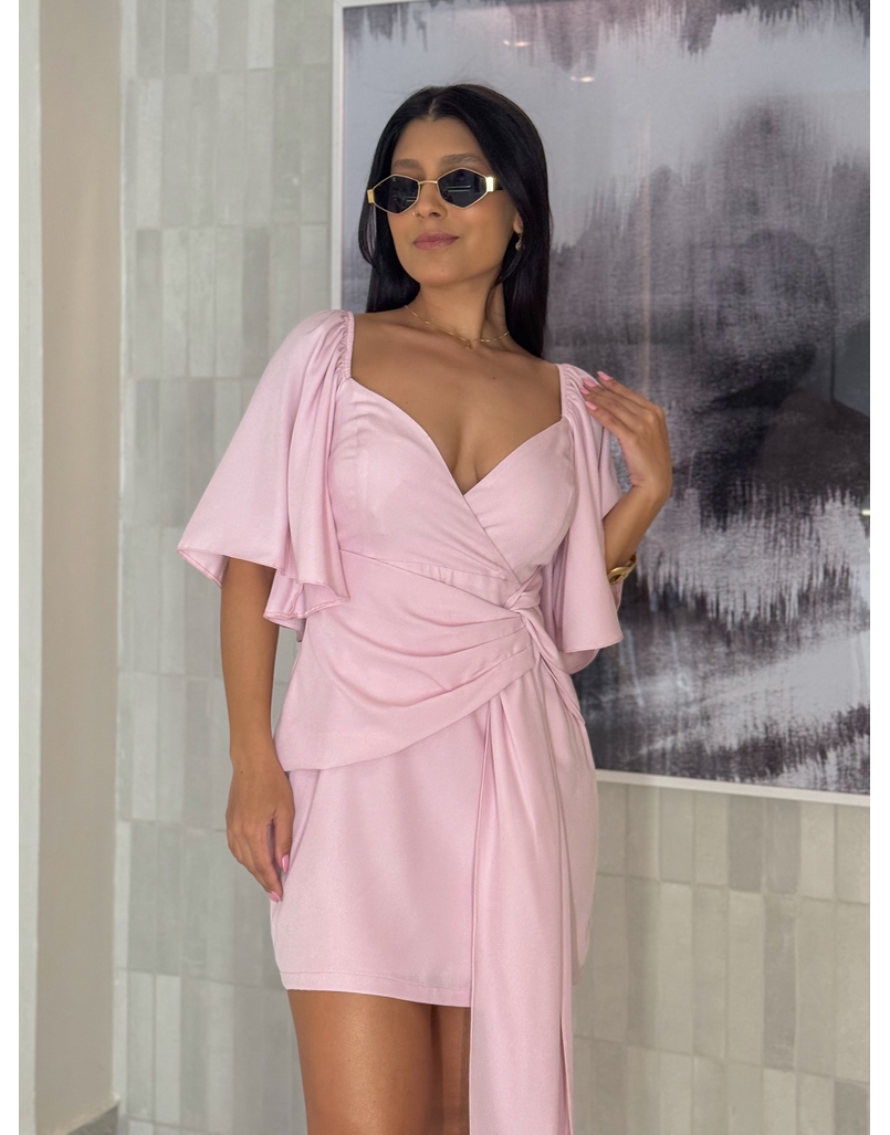 Vestido Manguinha Yara Rosa