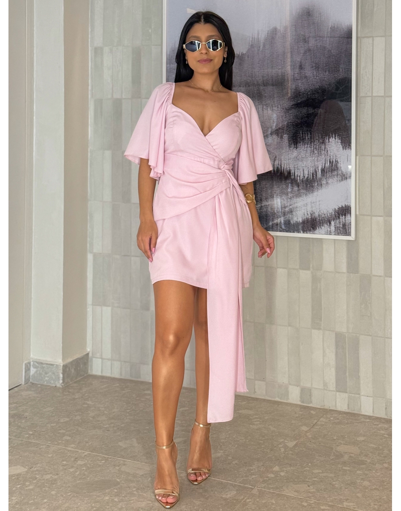 Vestido Manguinha Yara Rosa