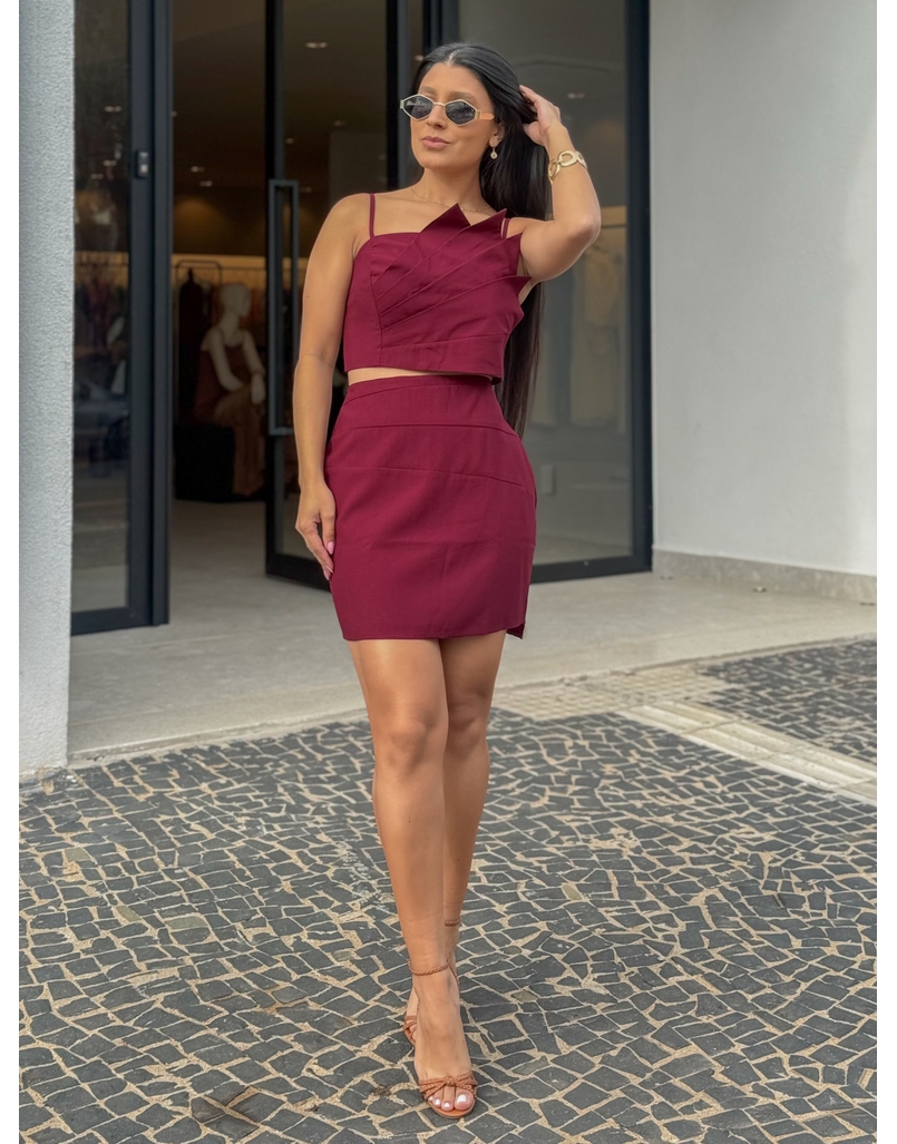 Conjunto Saia Moara Cereja