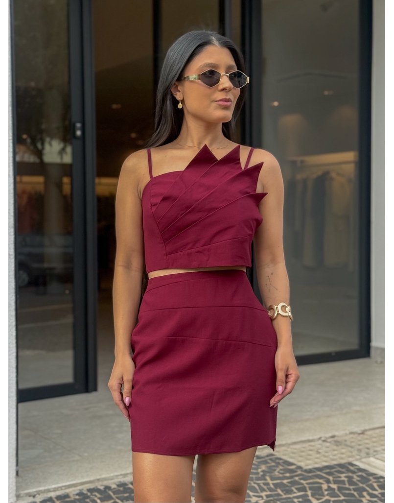 Conjunto Saia Moara Cereja