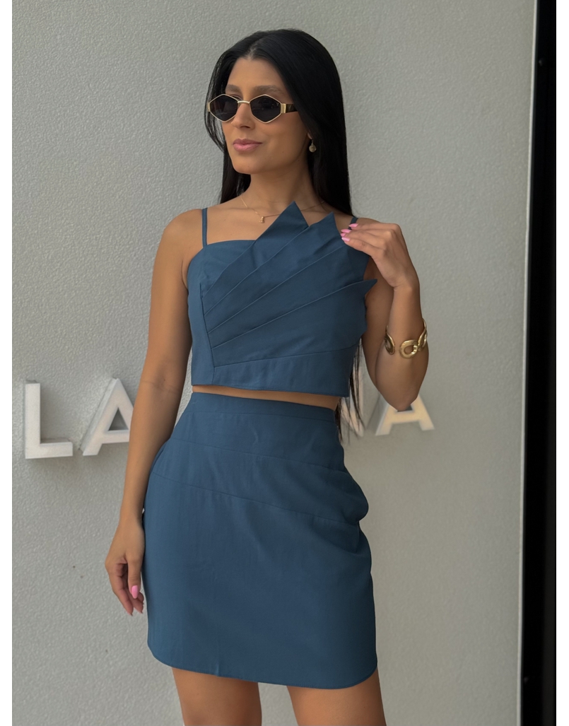 Conjunto Saia Moara Azul Petróleo