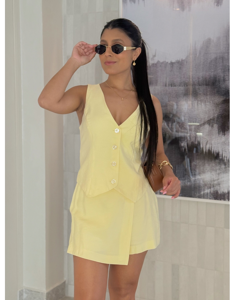 Conjunto Saia Carmela Amarelo 
