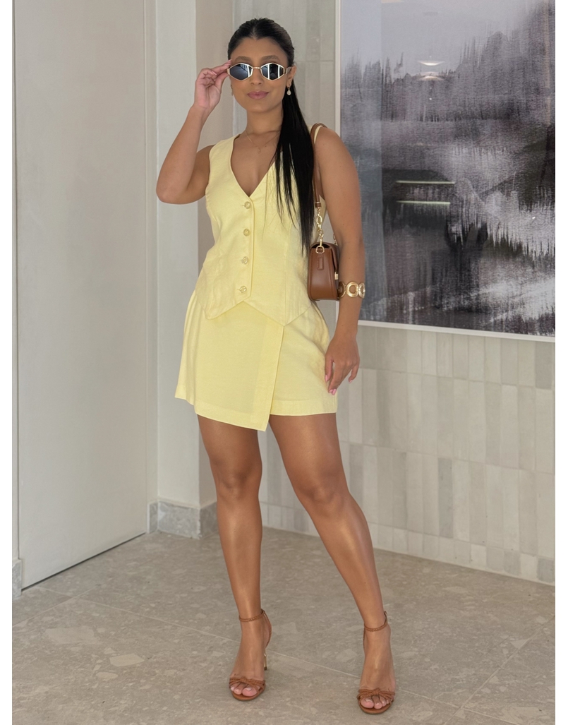 Conjunto Saia Carmela Amarelo 
