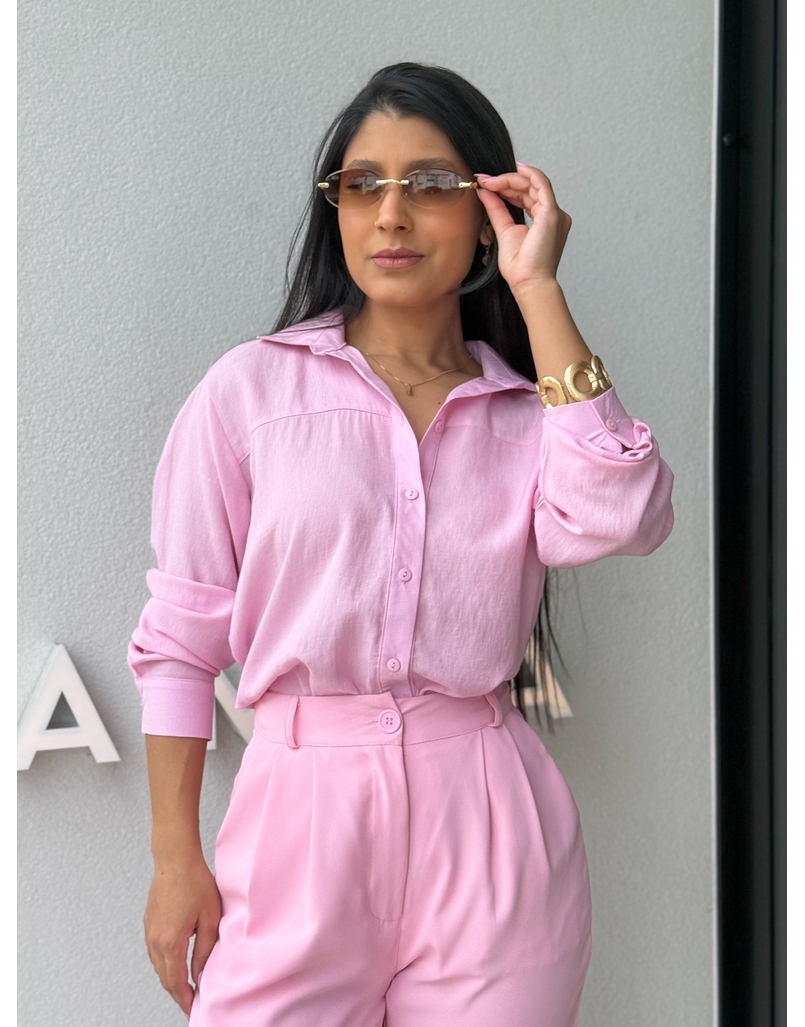 Camisa Viscolinho Talita Rosa