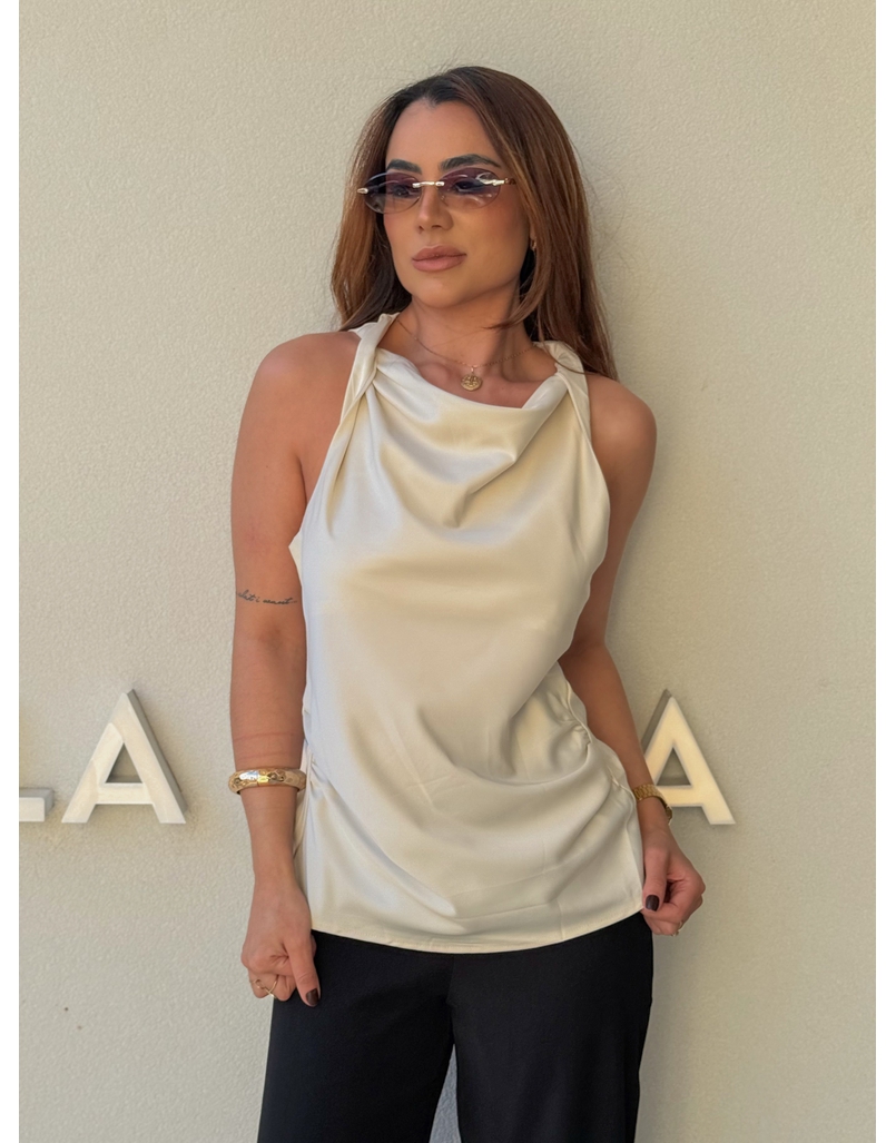 Blusa Cetim Fabricia Creme 