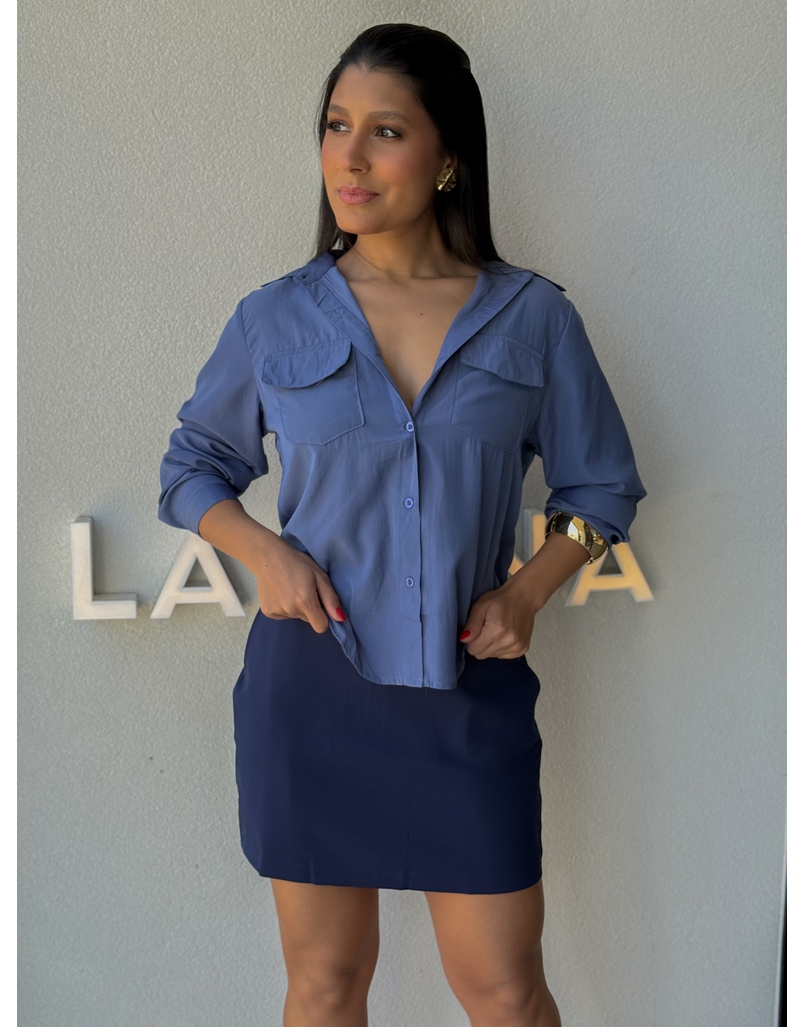 Camisa Amélia Azul Petróleo 