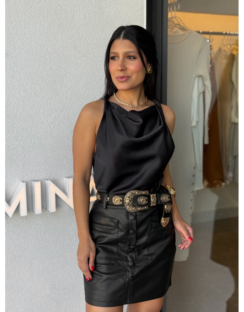 Blusa Cetim Fabricia Preto 