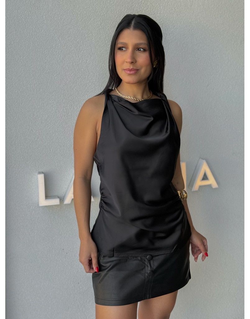 Blusa Cetim Fabricia Preto 