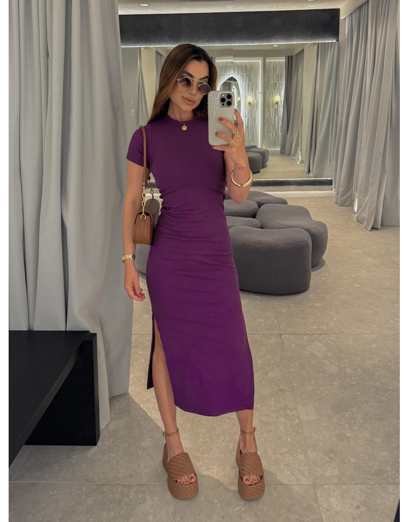 Vestido Canelado Chicago Uva