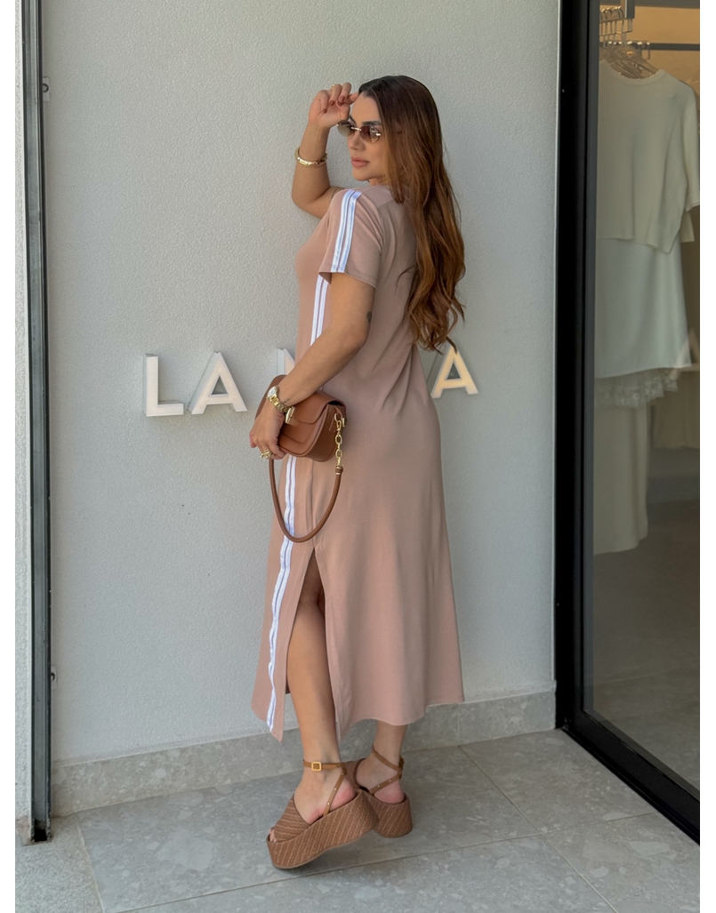 Vestido Manguinha Listra Cappuccino