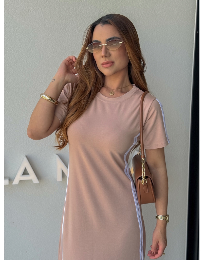 Vestido Manguinha Listra Cappuccino