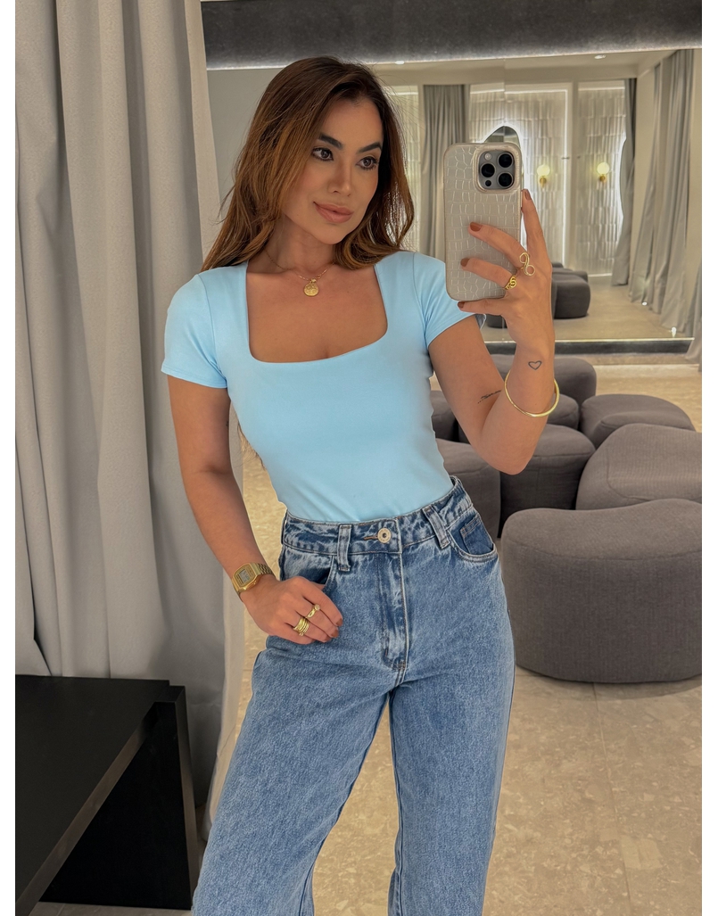 Body Manguinha Lara Azul