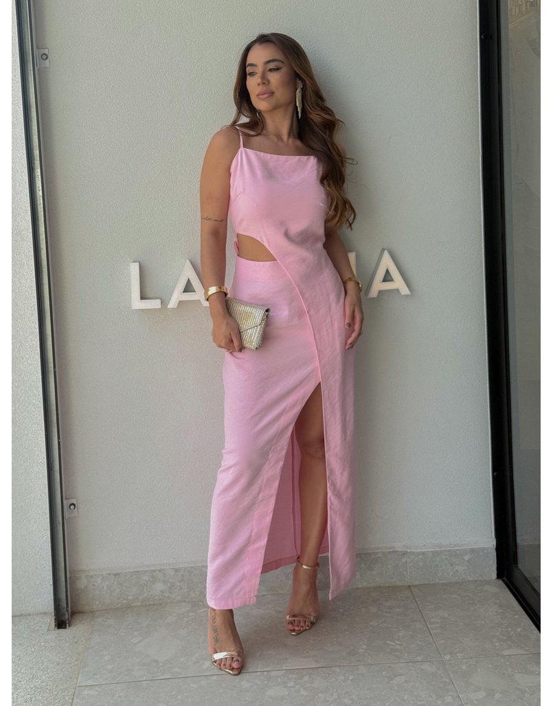 Vestido Midi Fenda Alexia Rosa
