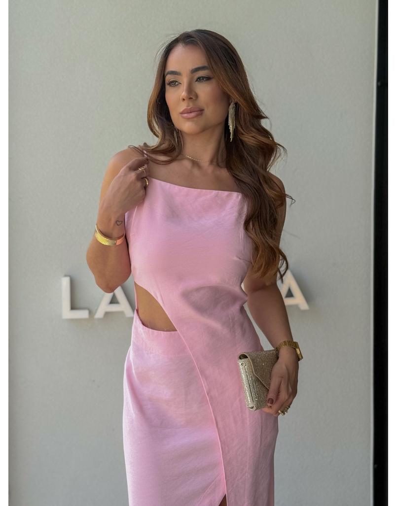 Vestido Midi Fenda Alexia Rosa