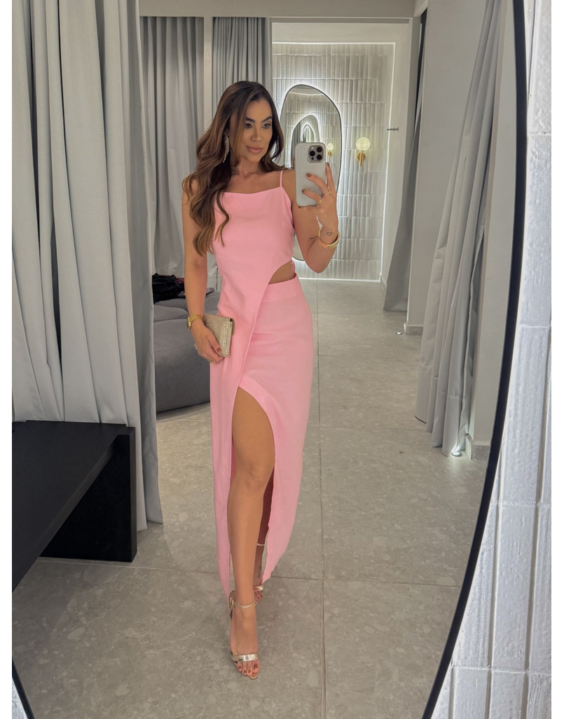 Vestido Midi Fenda Alexia Rosa