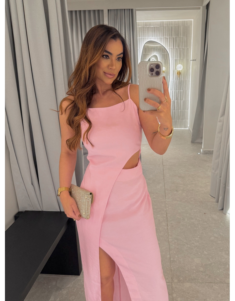 Vestido Midi Fenda Alexia Rosa