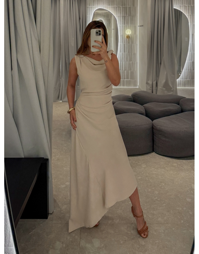 Vestido Franzido Francine Areia