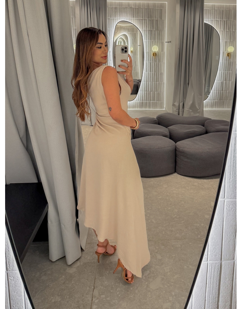 Vestido Franzido Francine Areia
