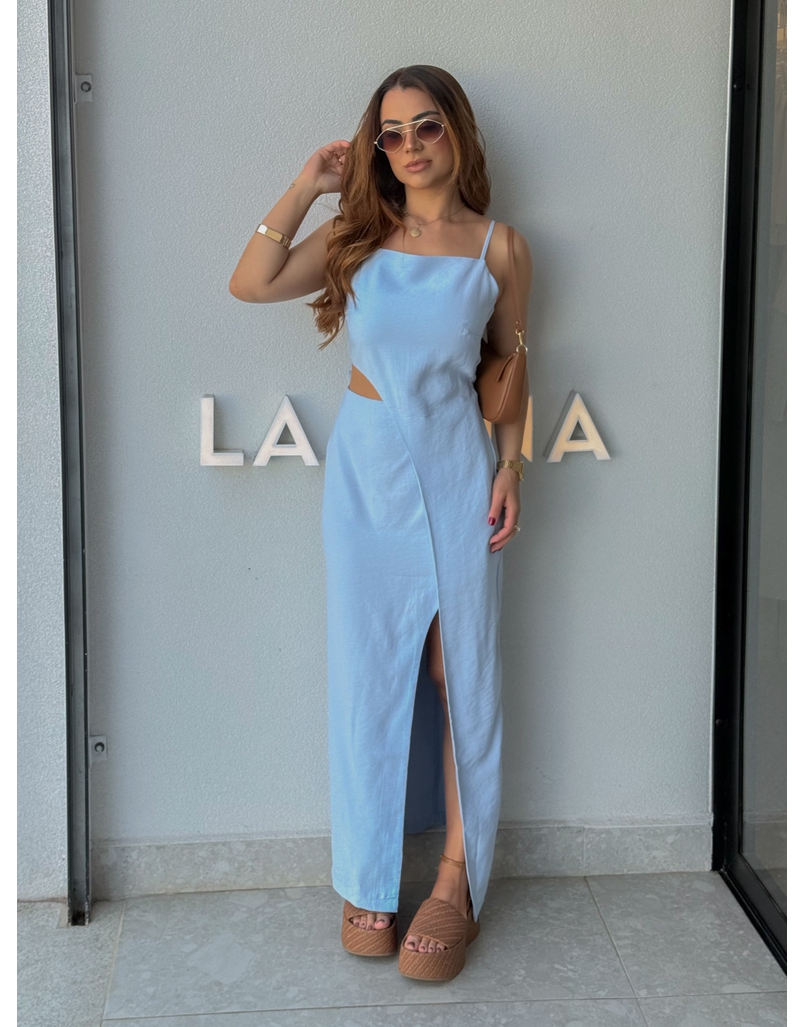 Vestido Midi Fenda Alexia Azul